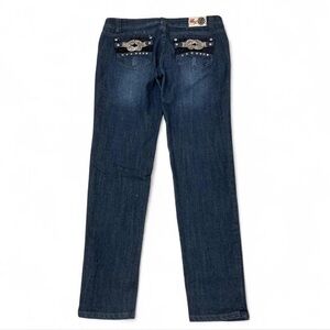 Y2K Botin Jeans Low Rise Straight Leg Denim Juniors 13 Bling Chain Embellished